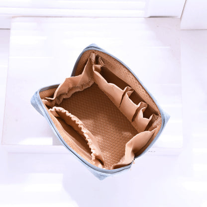 حقيبة مكياج مخملية ناعمة بالشكل المثمن