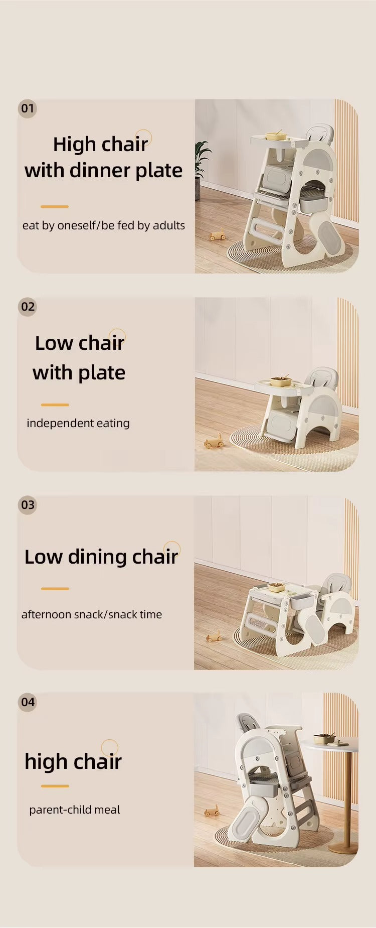 كرسي طعام قابل للتعديل 3 في 1 🧸